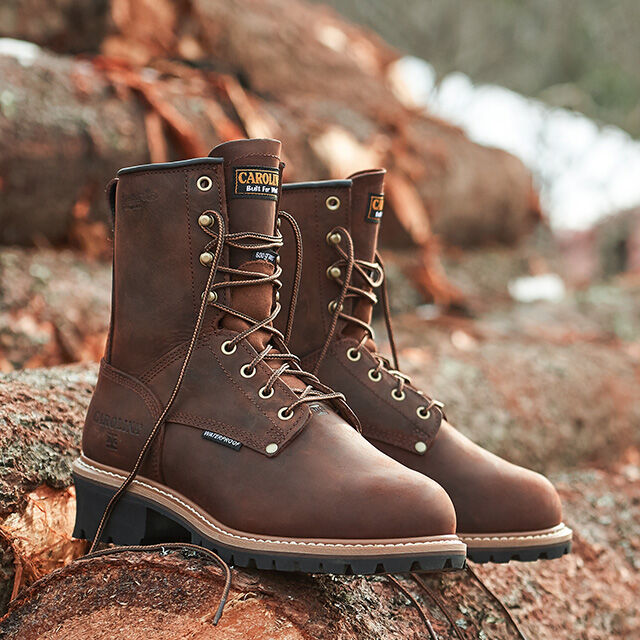 Carolina Logger Lace up boot in brown.