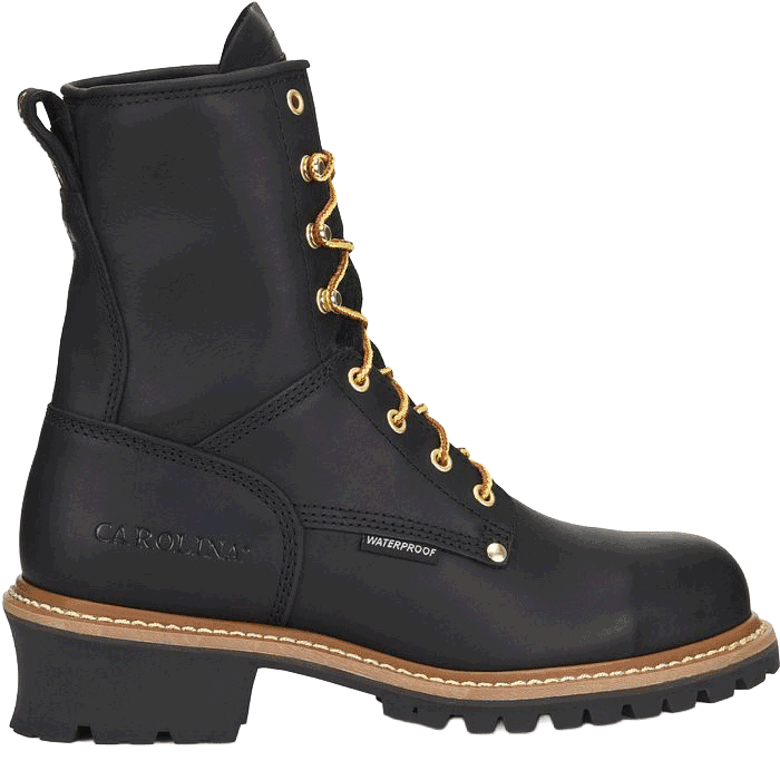 Elm: 8" Waterproof Logger (Steel Toe) boot in black.