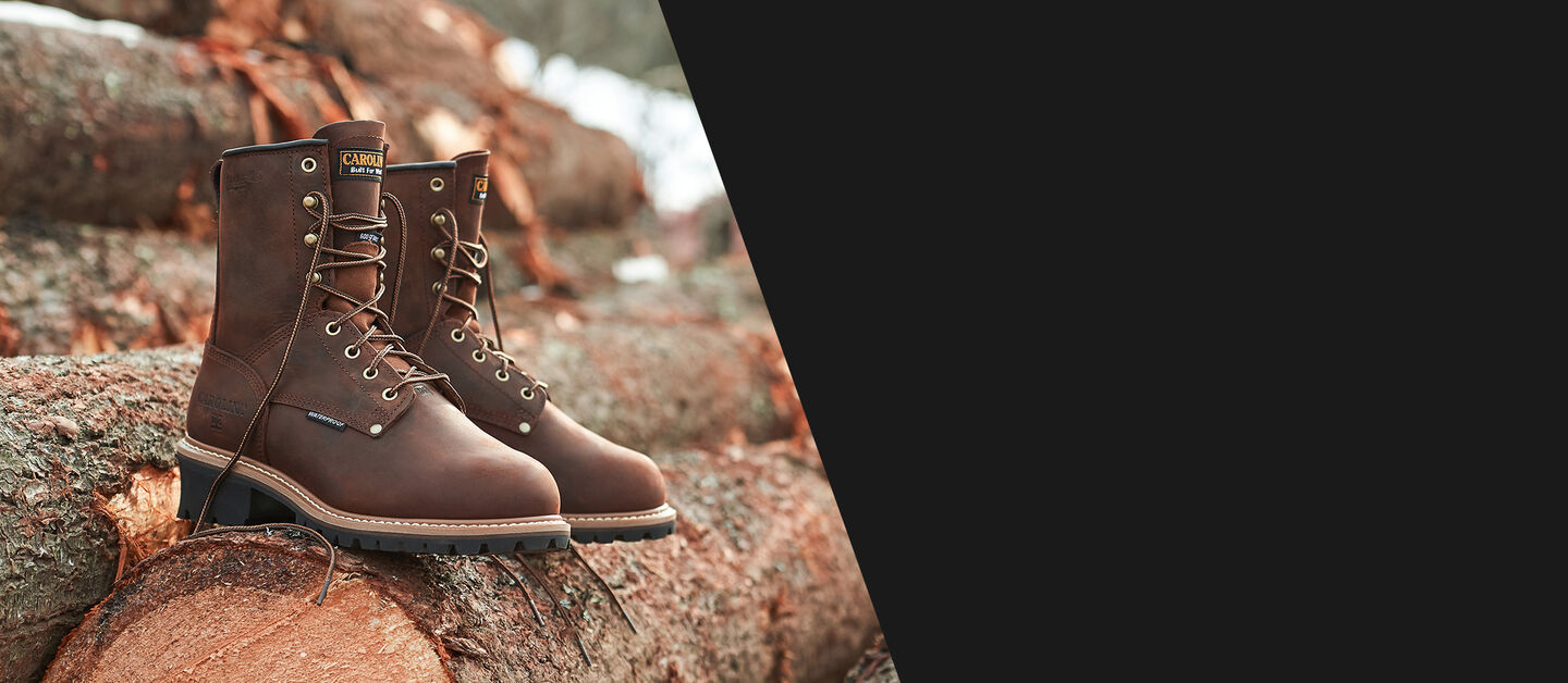 Carolina Logger Lace up boot in brown.