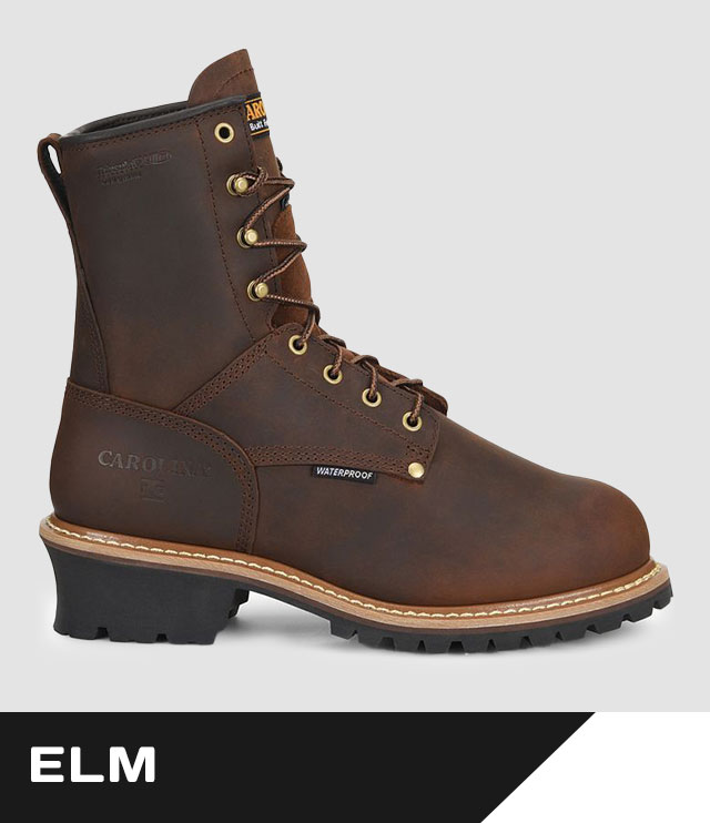 Elm. The Elm 8" Internal Met Guard Steel Toe Insulated Waterproof Work Boot in brown. Shop men's elm boots.